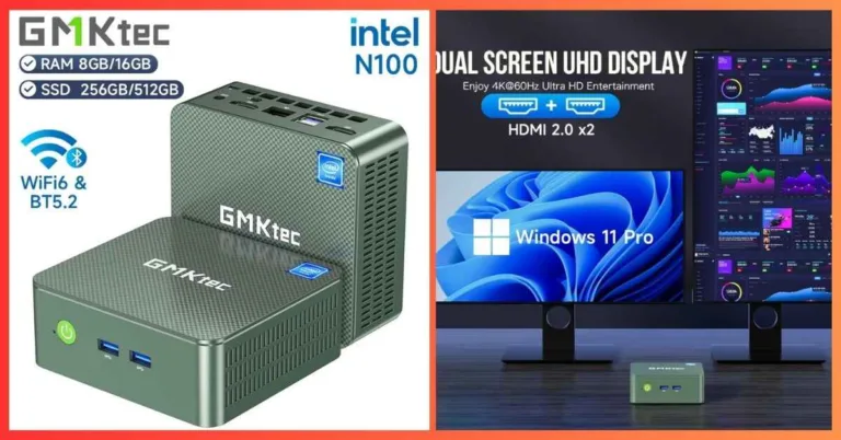 GMKtec G3 Mini PC: Intel N100، ويندوز 11 برو، 8/16GB RAM، 256/512GB SSD، واي فاي 6، بلوتوث 5.2.