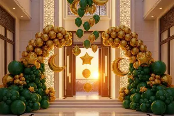 ديكور مدخل المنزل ببالونات العيد
