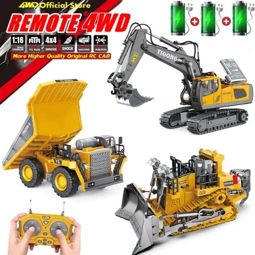 أفضل 4WD حفارة تحكم عن بعد 4x4 - شاحنة قلابة جرافة لعبة أطفال