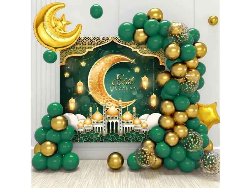 بالون عيد مبارك ذهبي وأخضر - ديكور حفلات وعيد 2025