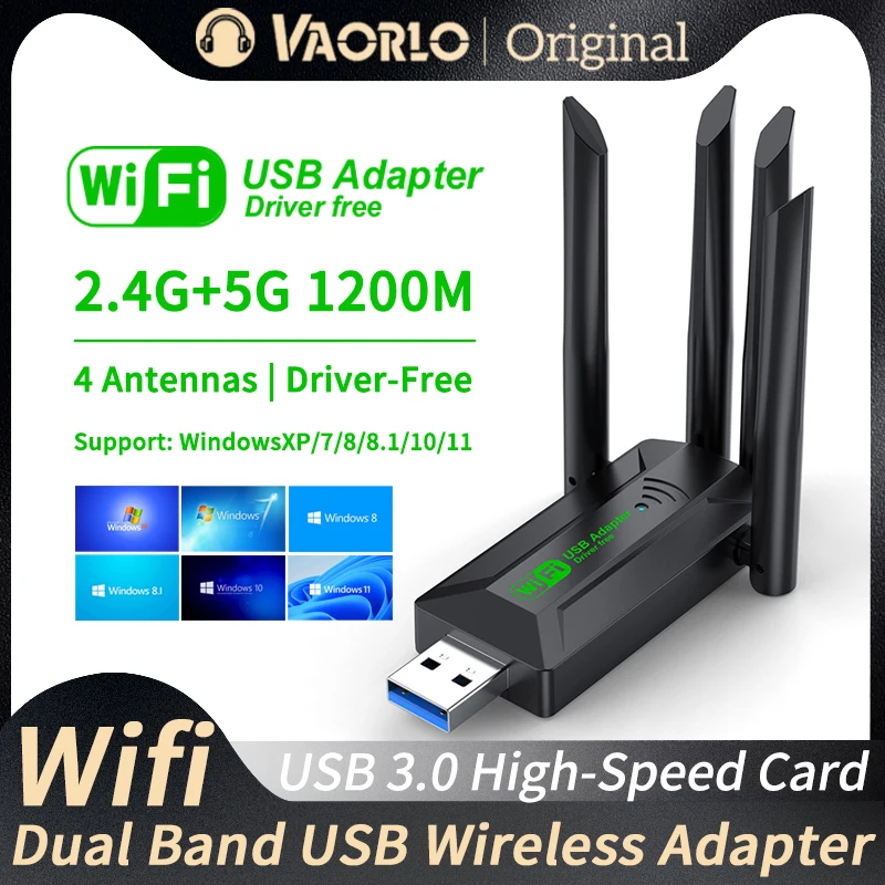محول واي فاي USB ثنائي النطاق 1200Mbps