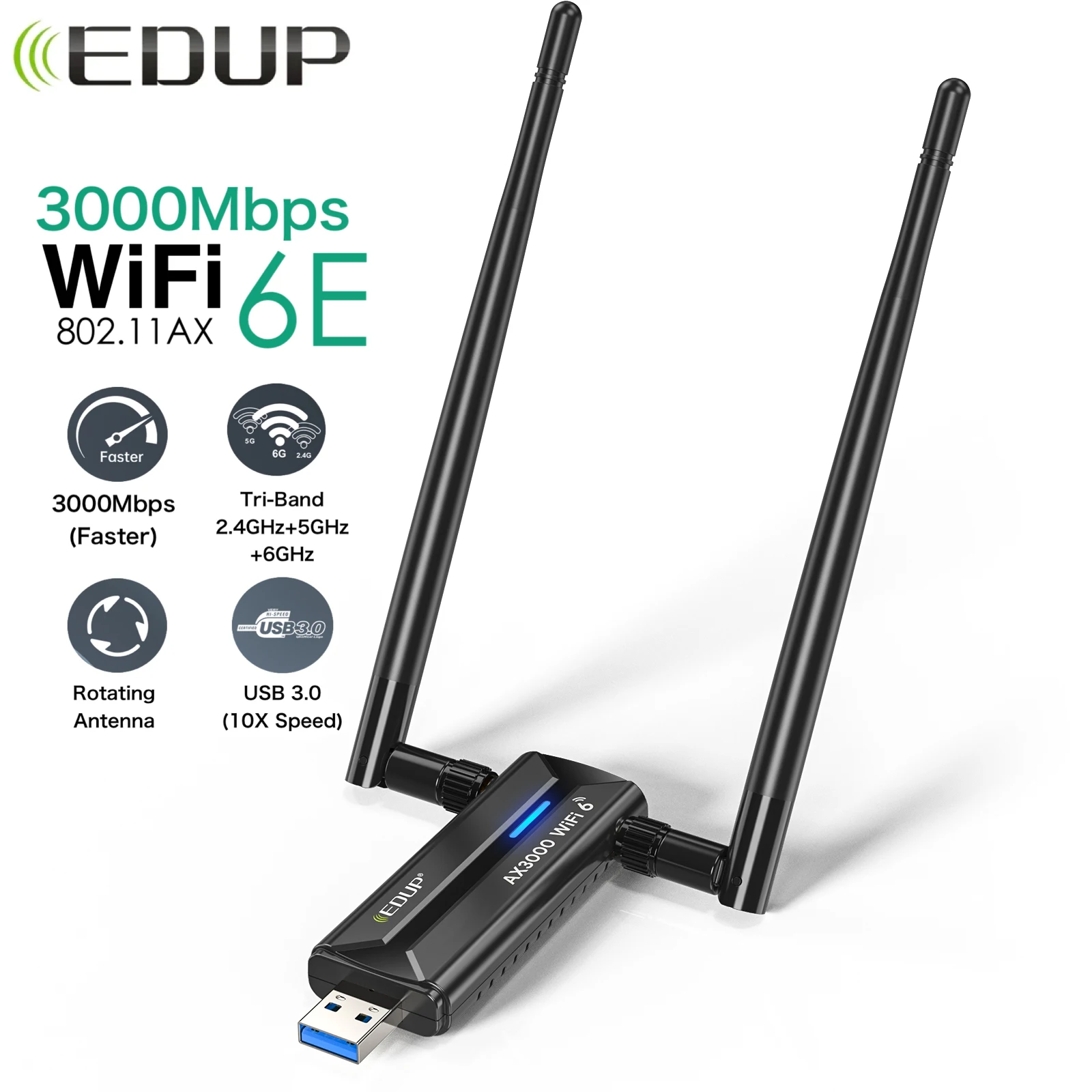 محول واي فاي EDUP 3000Mbps USB 3.0
