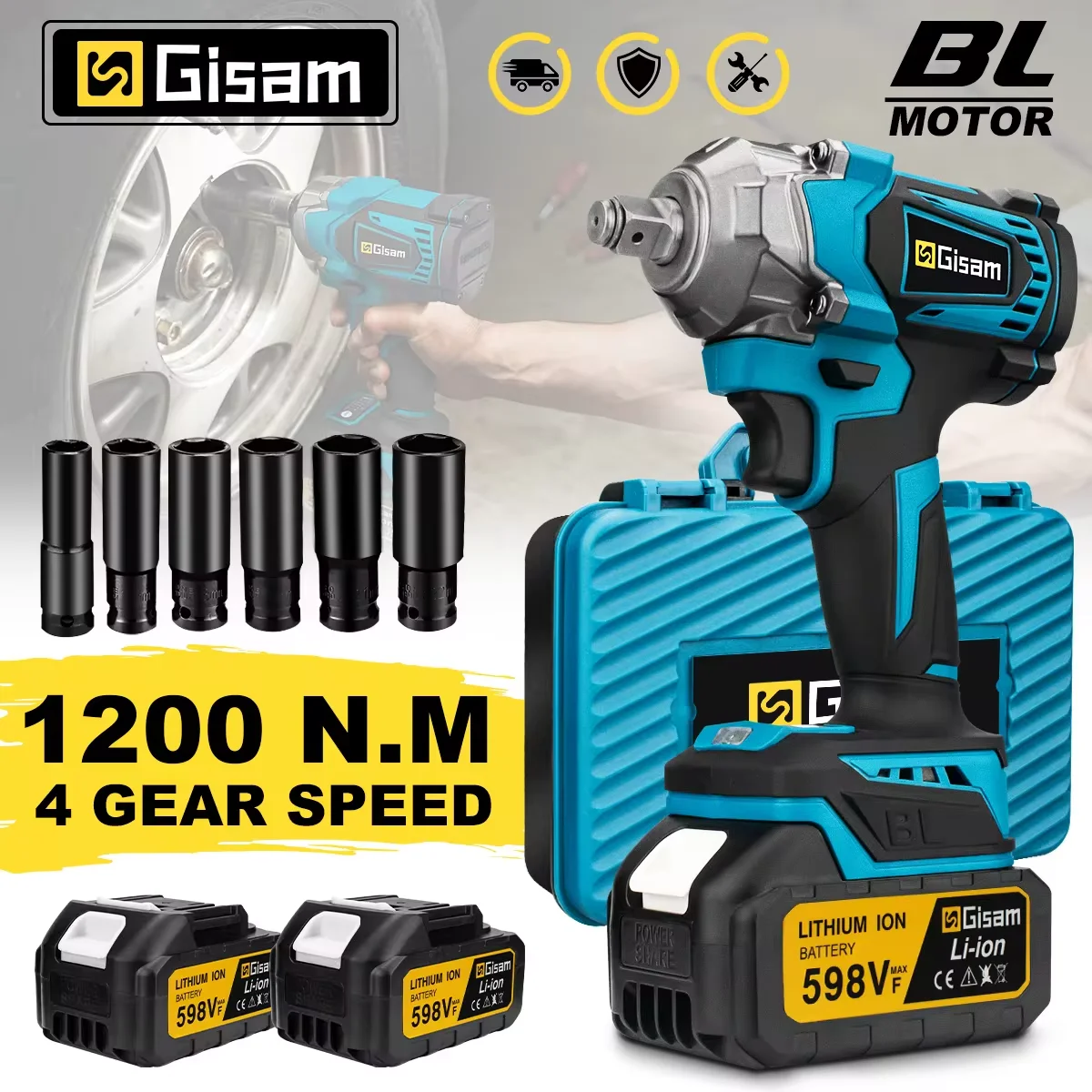 مفتاح ربط كهربائي بدون فرشاة 1200N.M