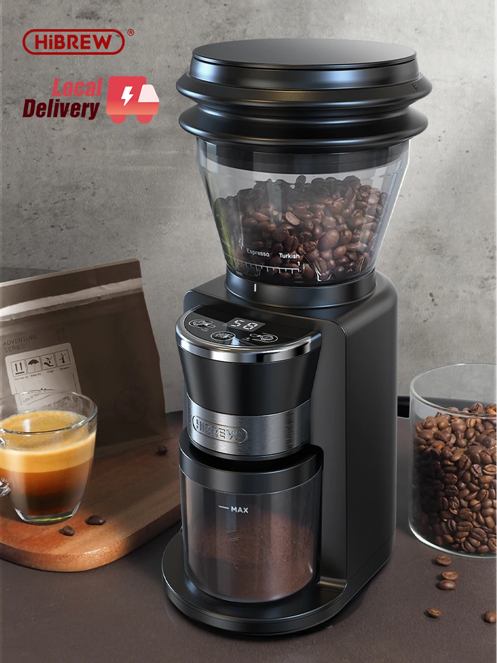 مطحنة القهوة HiBREW الكهربائية الأوتوماتيكية