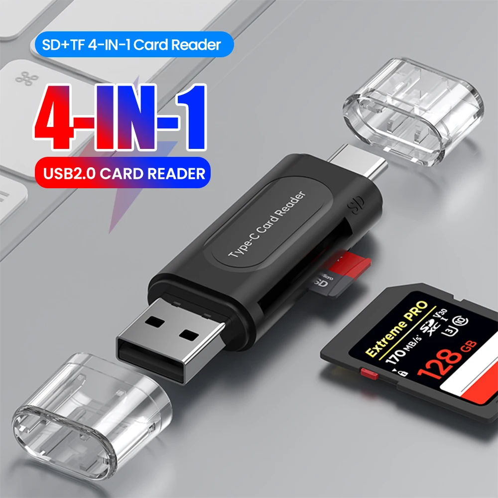قارئ بطاقات USB متعدد الوظائف 4 في 1
