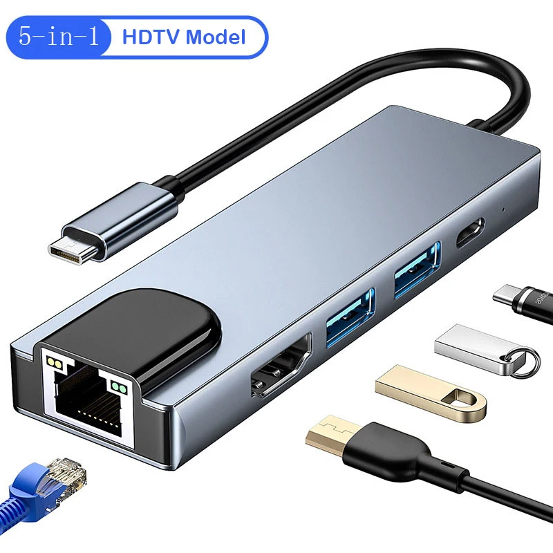 محول USB 5 في 1 لتوصيل الأجهزة