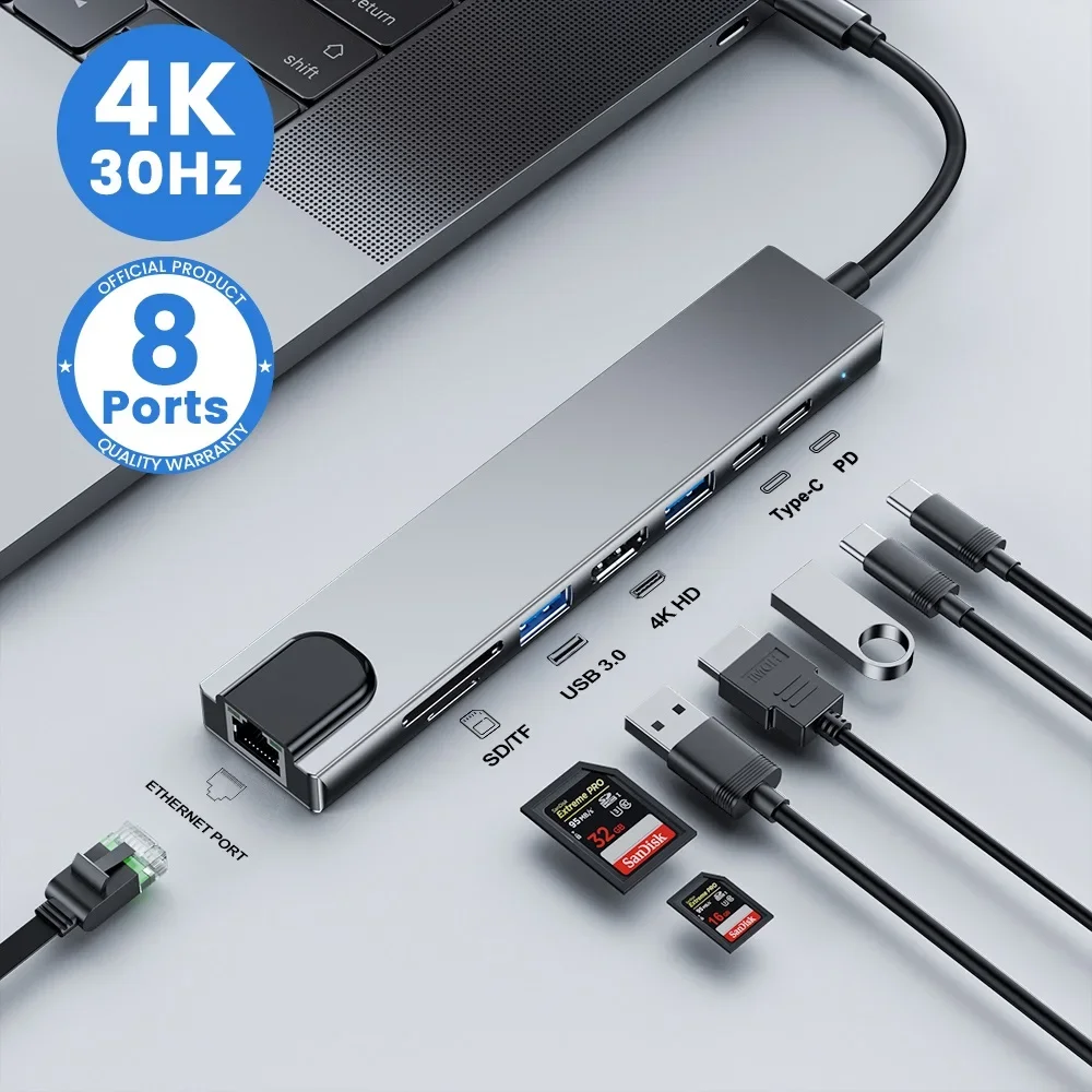محور USB C 8 في 1 مع HDMI