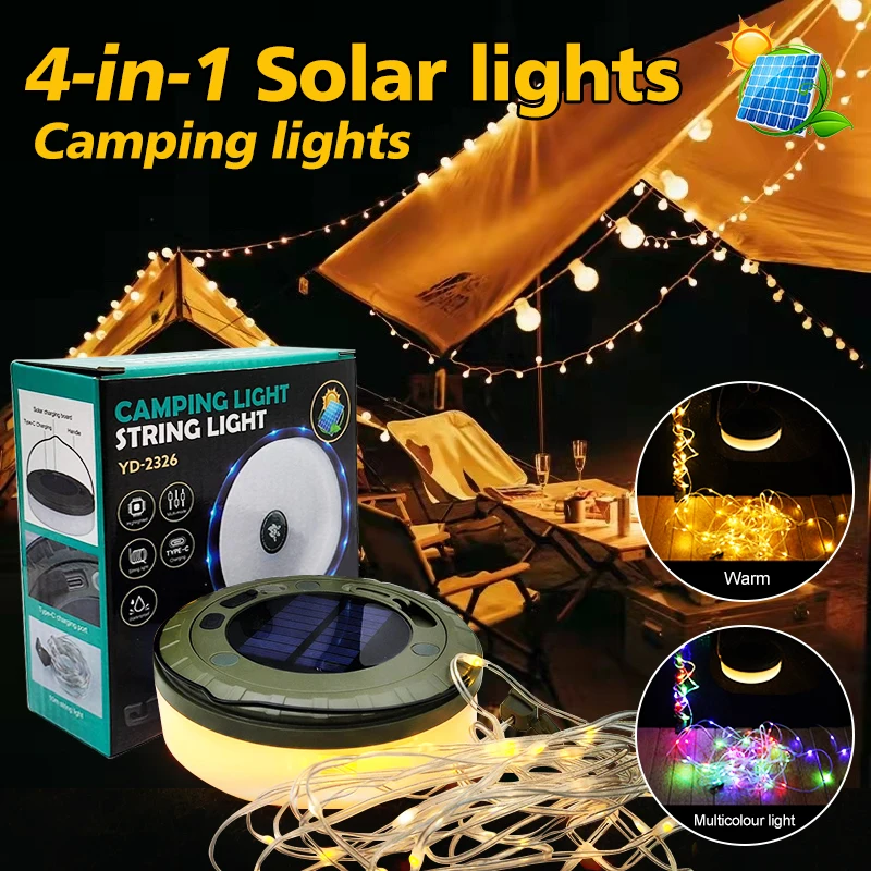 أضواء شمسية LED للتخييم 10 متر