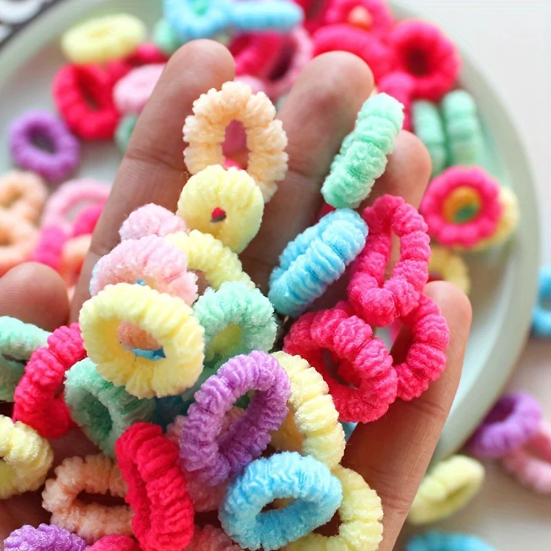100pcs Colorful Elastic Hair Ties for Girls