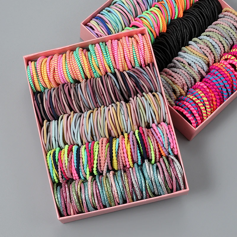 Colorful 100pcs Elastic Hair Bands Set