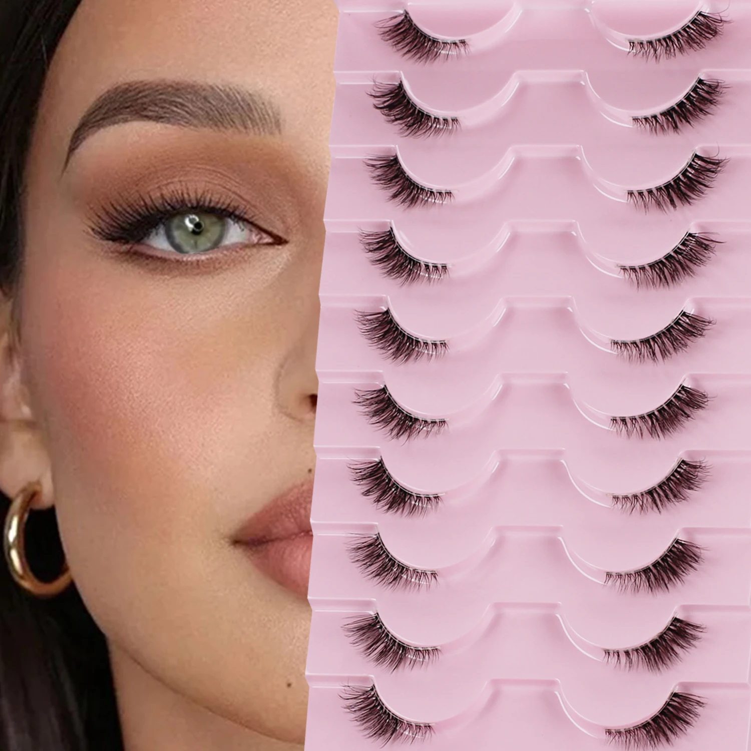 نصف رموش طبيعية بتصميم جذاب