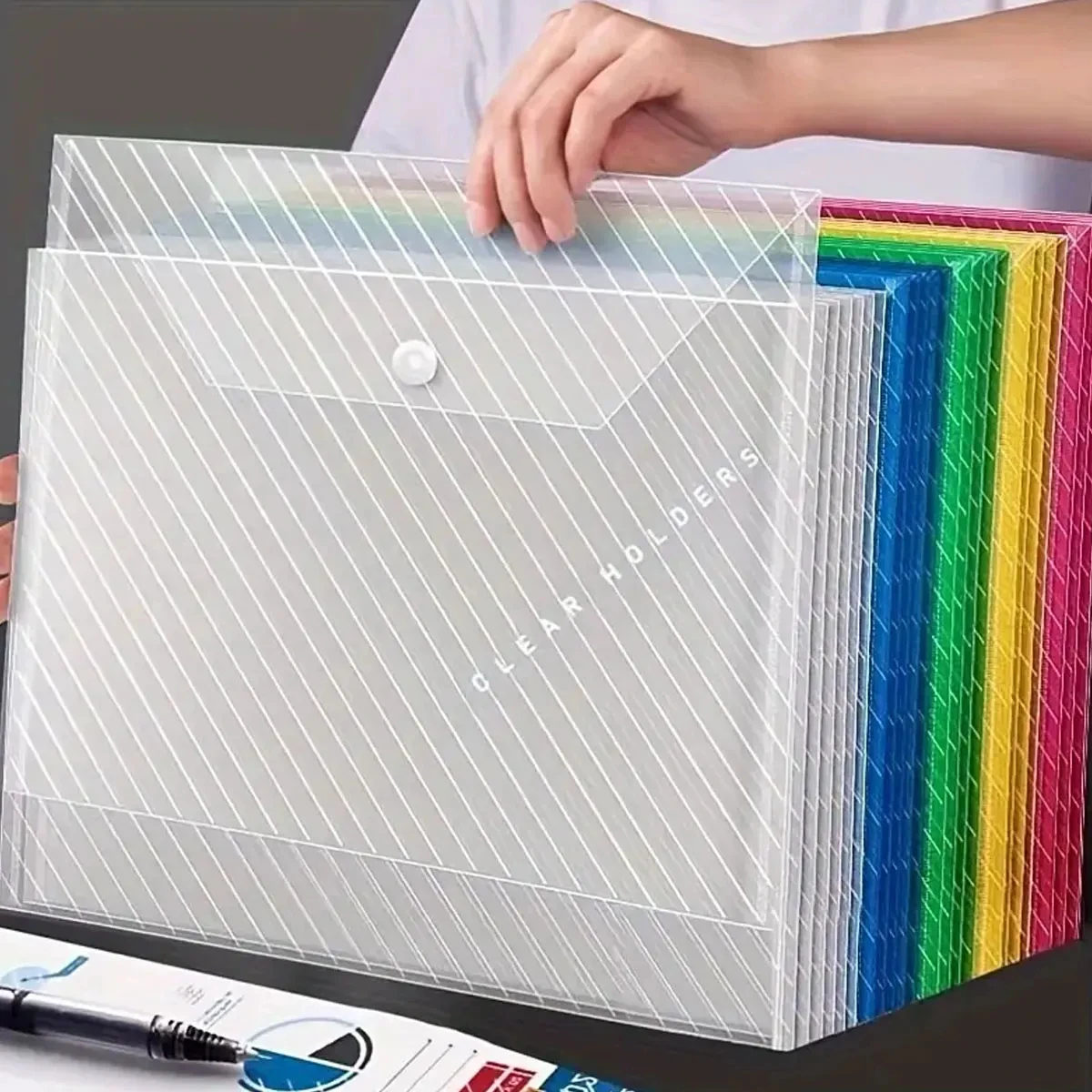 10 قطع حقيبة ملفات شفافة A4