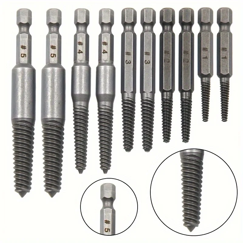 10pc Hexagonal Screw Extractor Tool Set