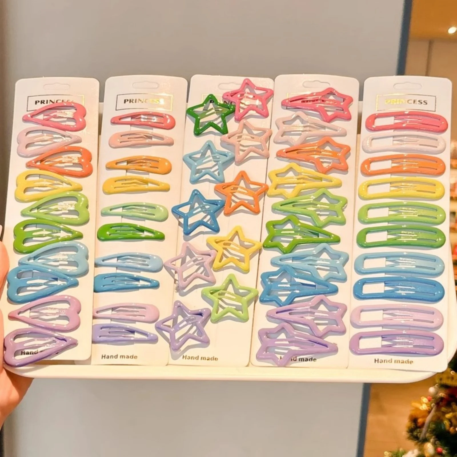 Colorful Handmade Star and Heart Hair Clips