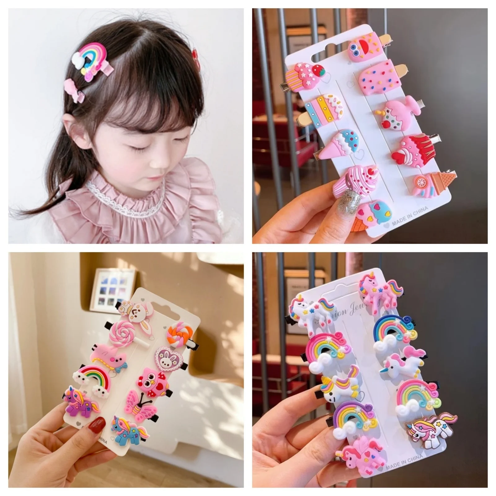 10 PCS Cute Unicorn Hair Clips Set