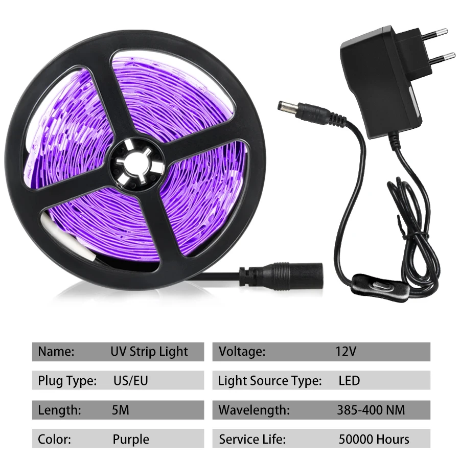 شريط LED للأشعة فوق البنفسجية 5 متر