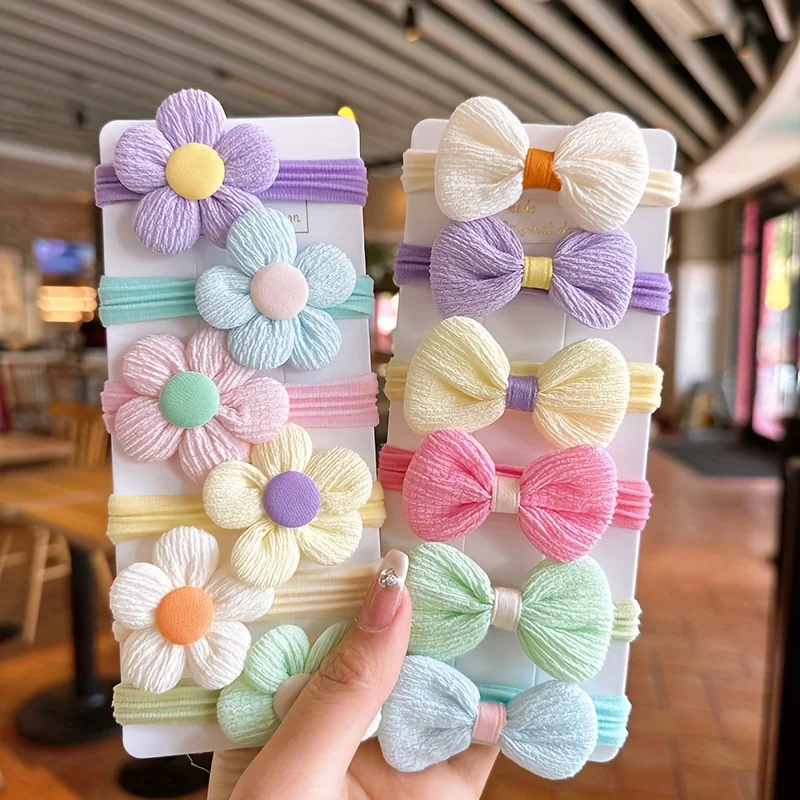 12PCS Floral Bow Hair Bands for Girls