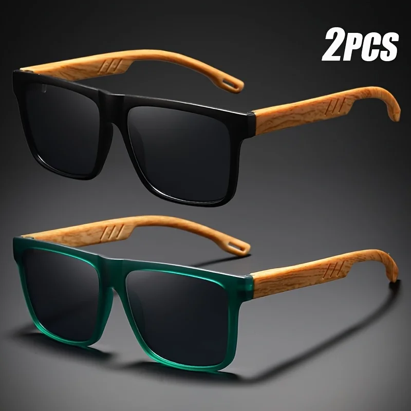 Wood Grain Casual Sunglasses UV400 Protection