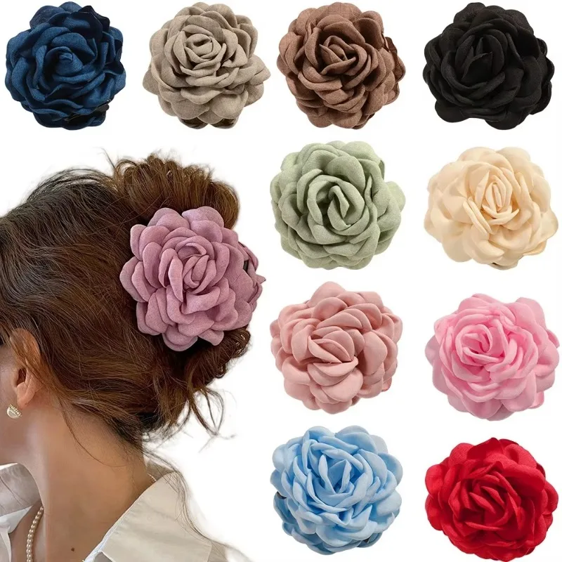 Colorful Cotton Fabric Flower Hair Clips