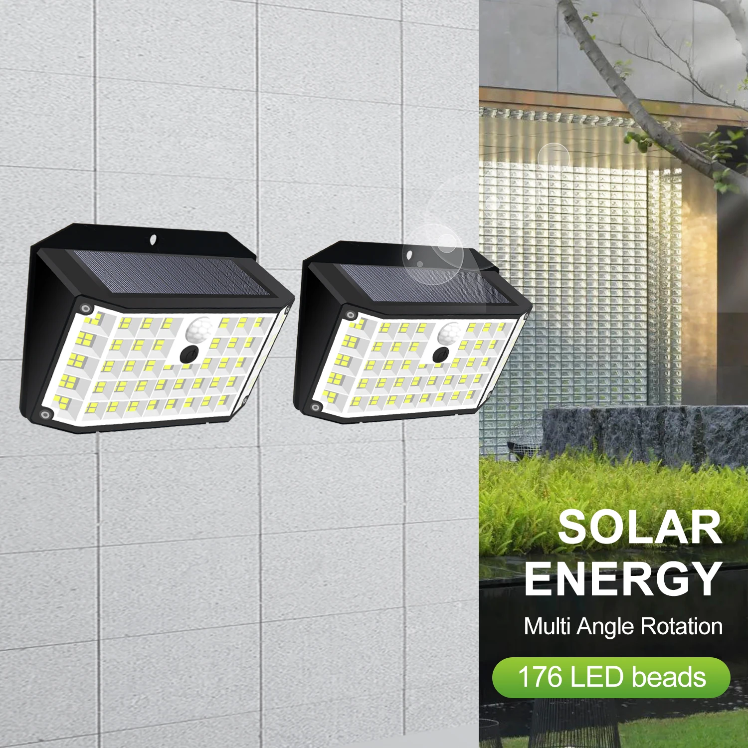 أضواء شمسية خارجية 176 LED مقاومة للماء