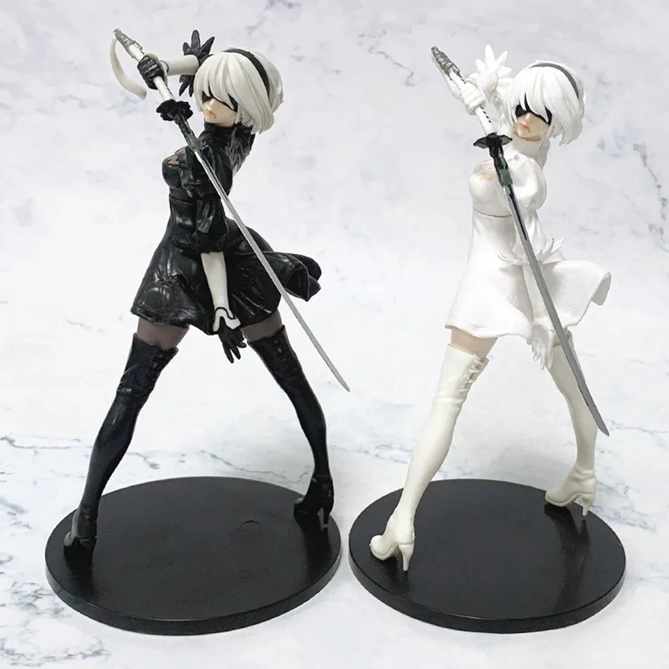 تمثال Yorha 2B أنيمي أبيض وأسود