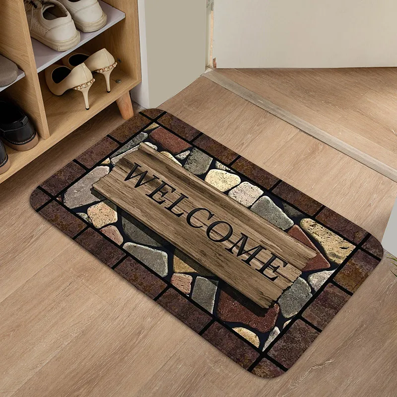 Floral Letter Graphic Anti-Slip Doormat