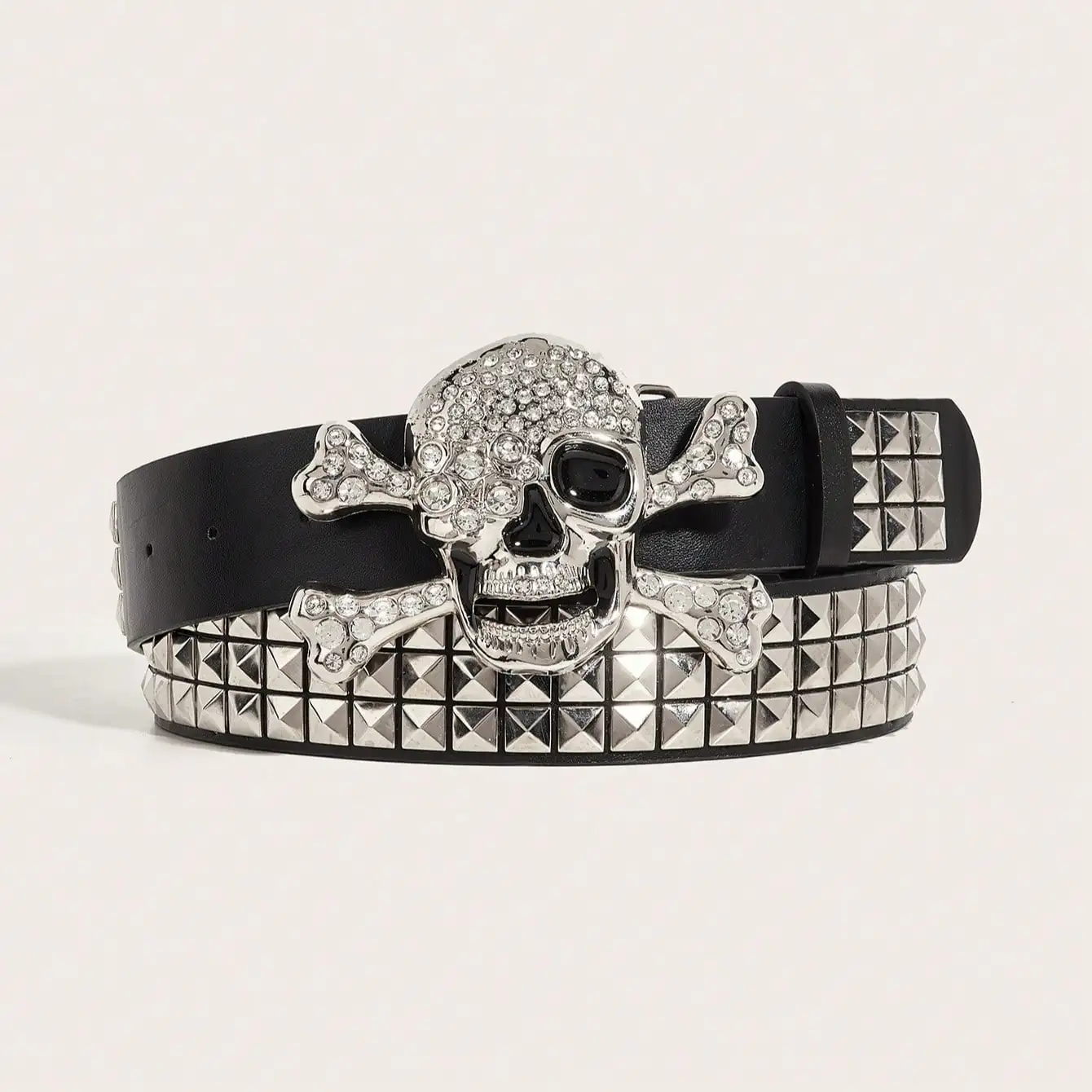 Men’s Dark Punk Skull Rivet Belt