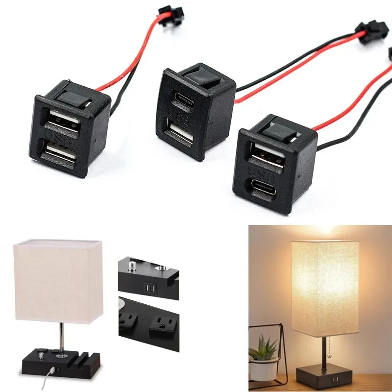 مقبس USB مزدوج الأسود للشحن