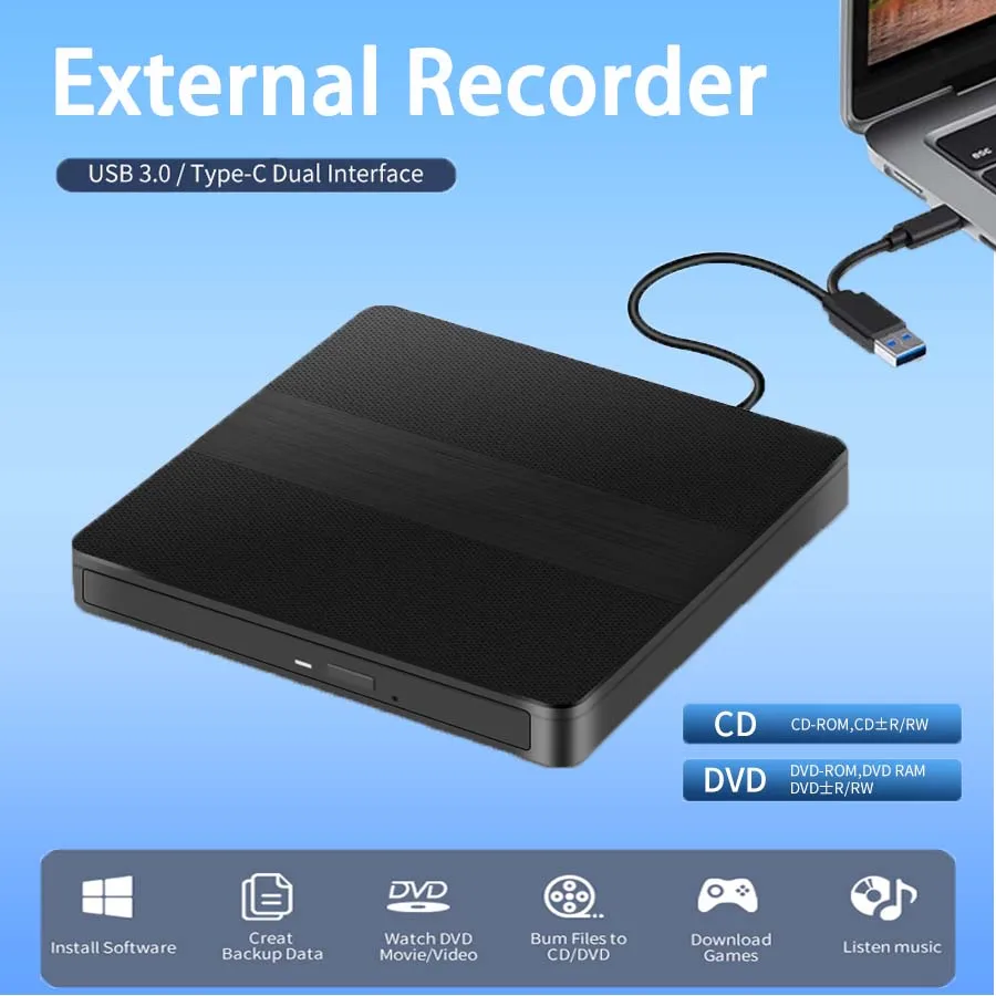 محرك أقراص DVD خارجي USB-C سليم