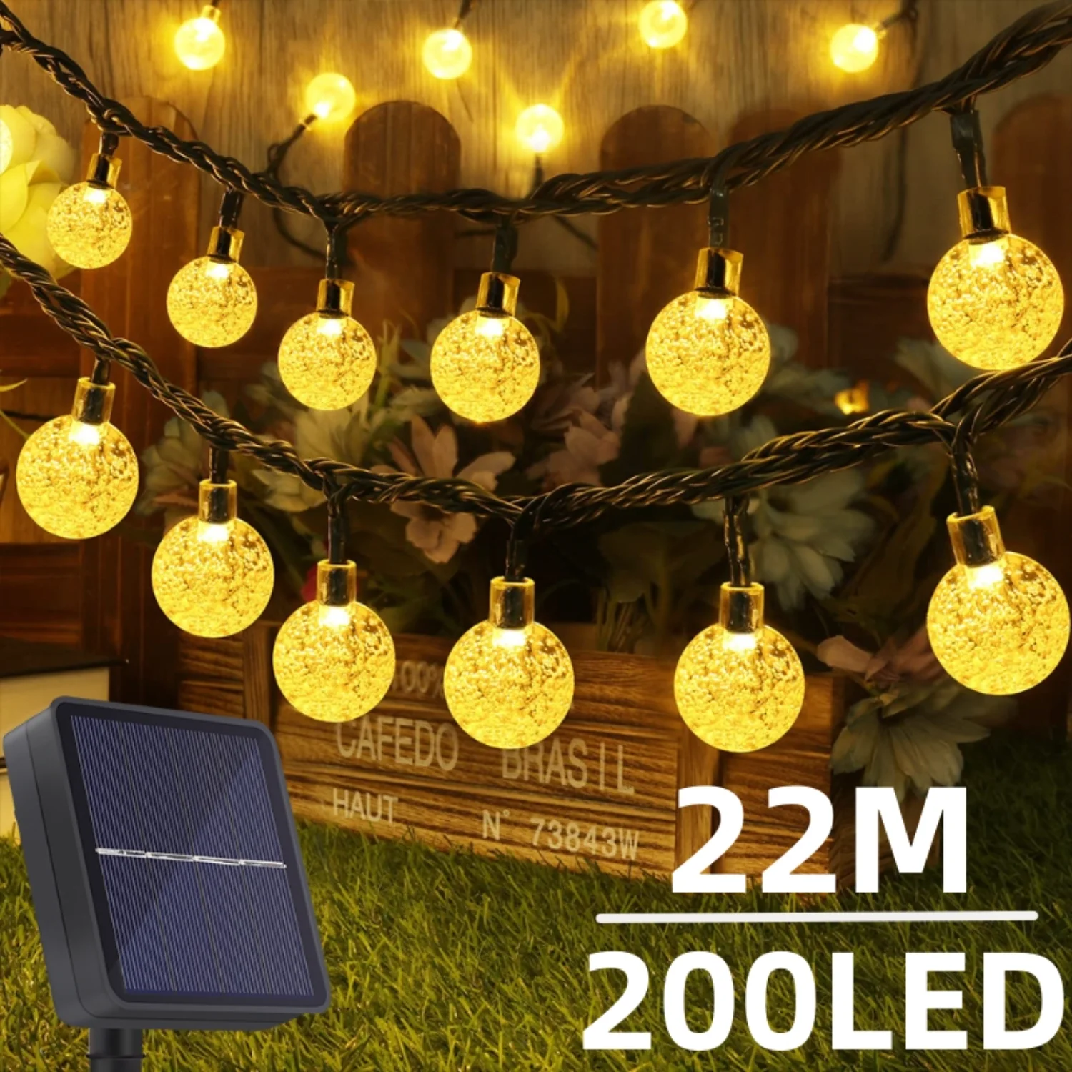 أضواء سلسلة شمسية في الهواء الطلق