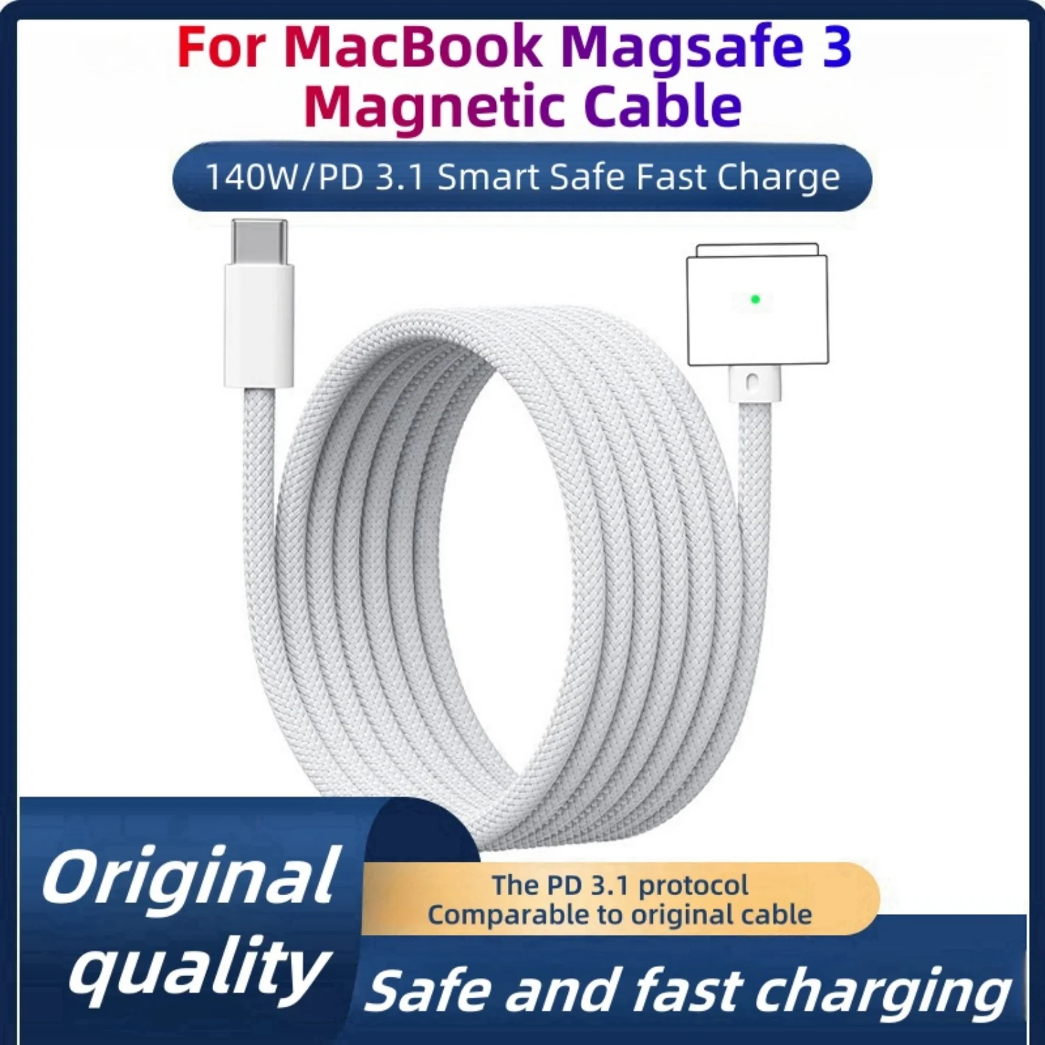 كابل شحن Magsafe 3 USB-C متعدد الألوان