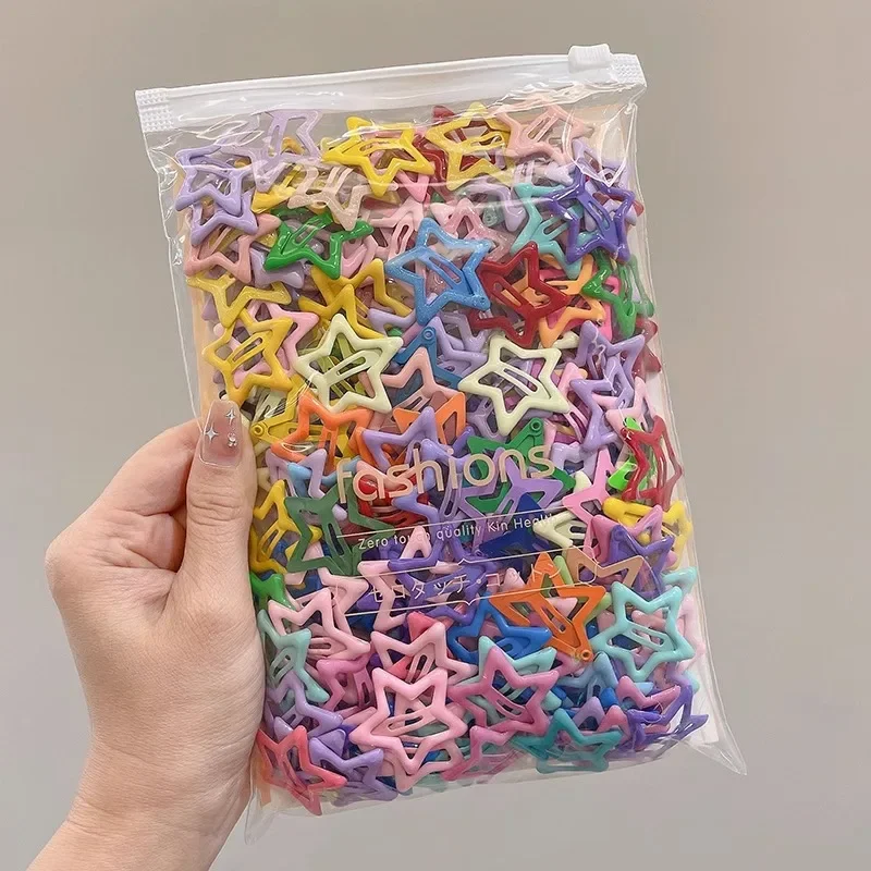 20 Colorful Star Hair Clips for Kids