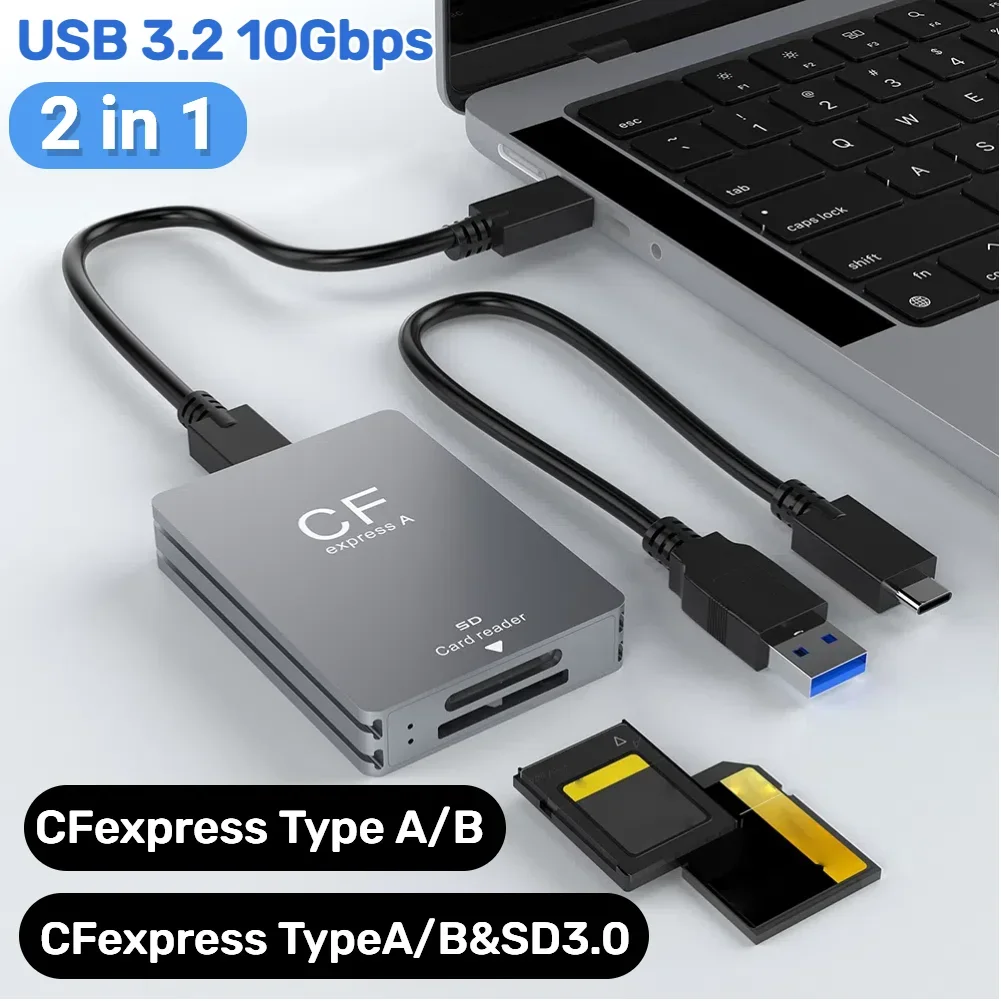 قارئ بطاقات CFexpress 2 في 1 مع كابل