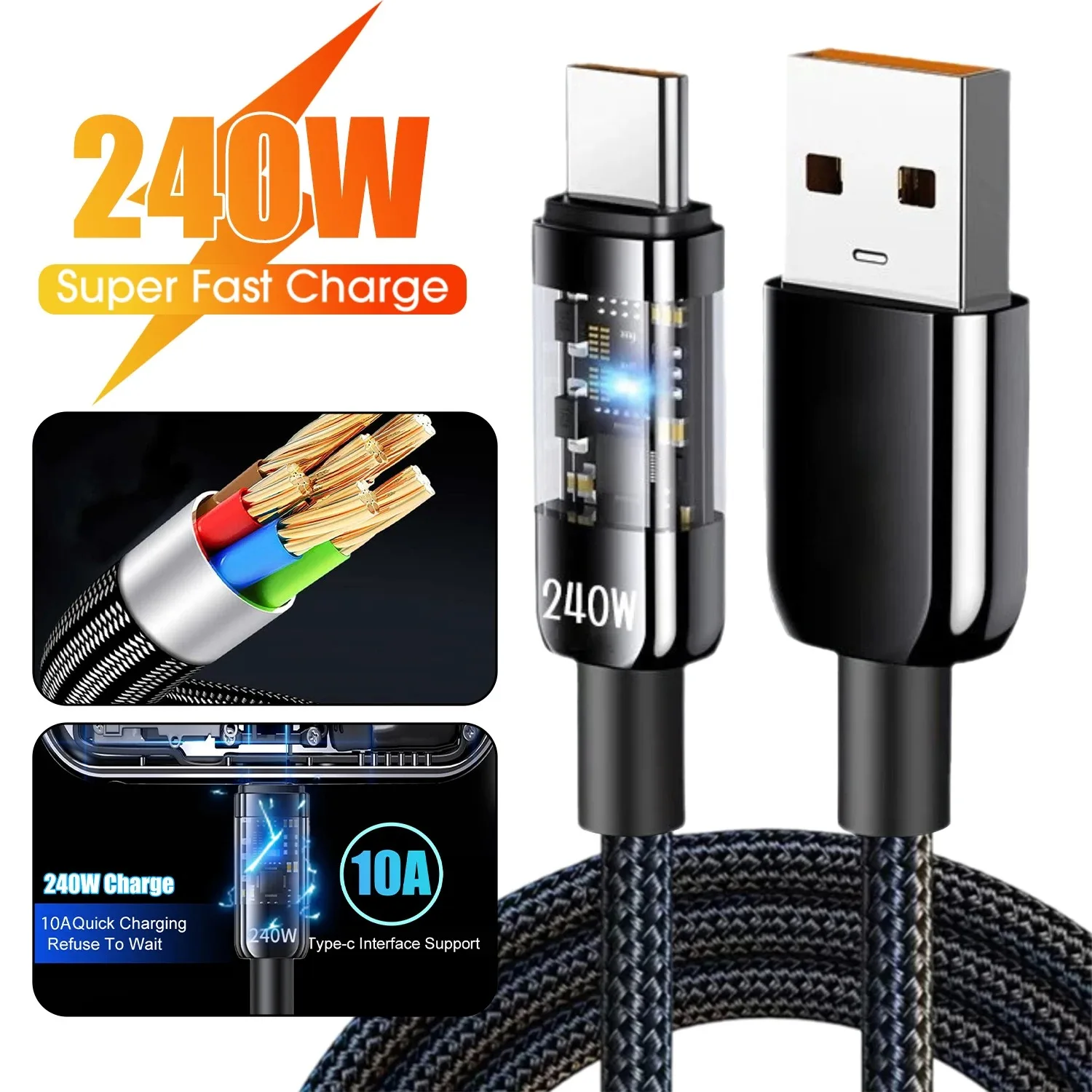 240W USB Type C Fast Charging Cable