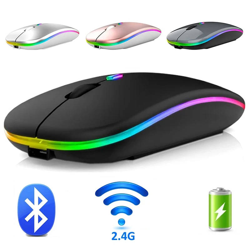 ماوس بلوتوث مزدوج مع إضاءة RGB