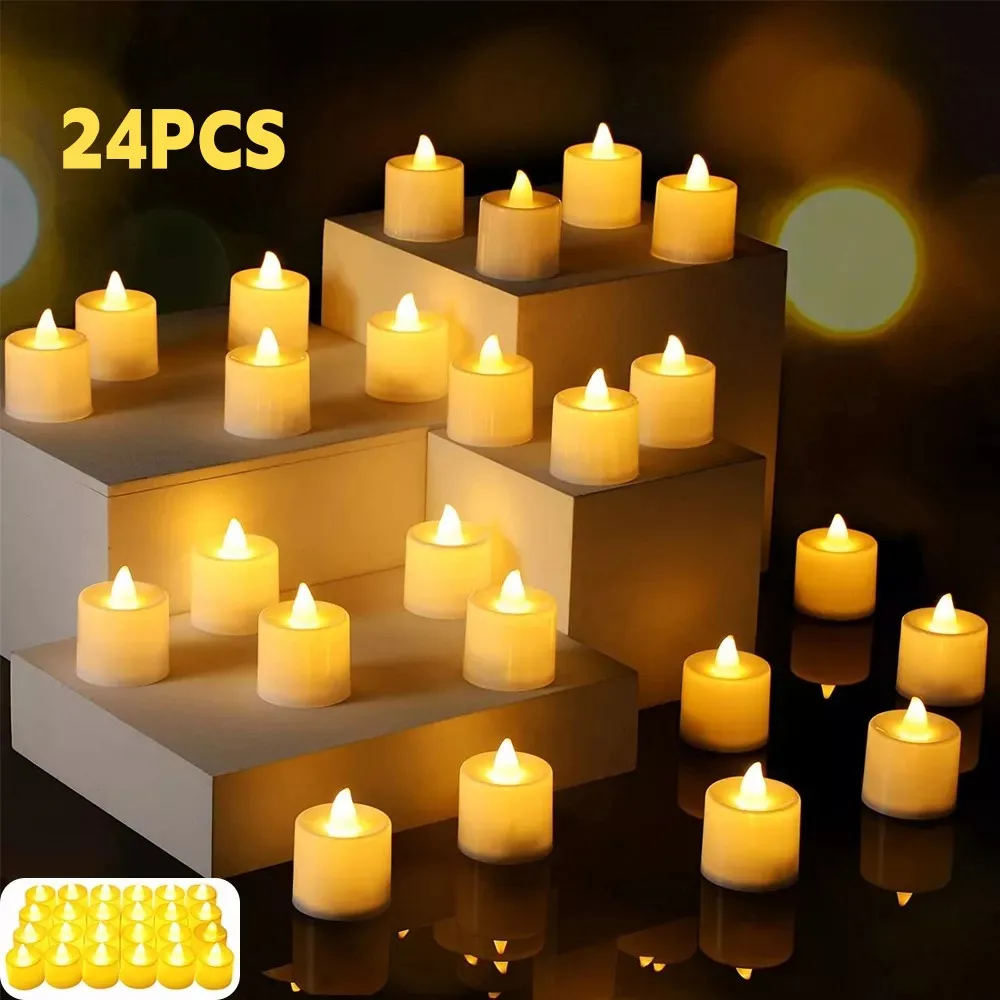 24 قطعة شموع LED كهربائية عديمة اللهب