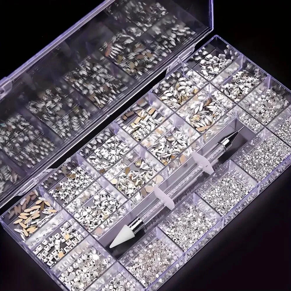 مجموعة 2500 قطعة من زجاج كريستال الماس