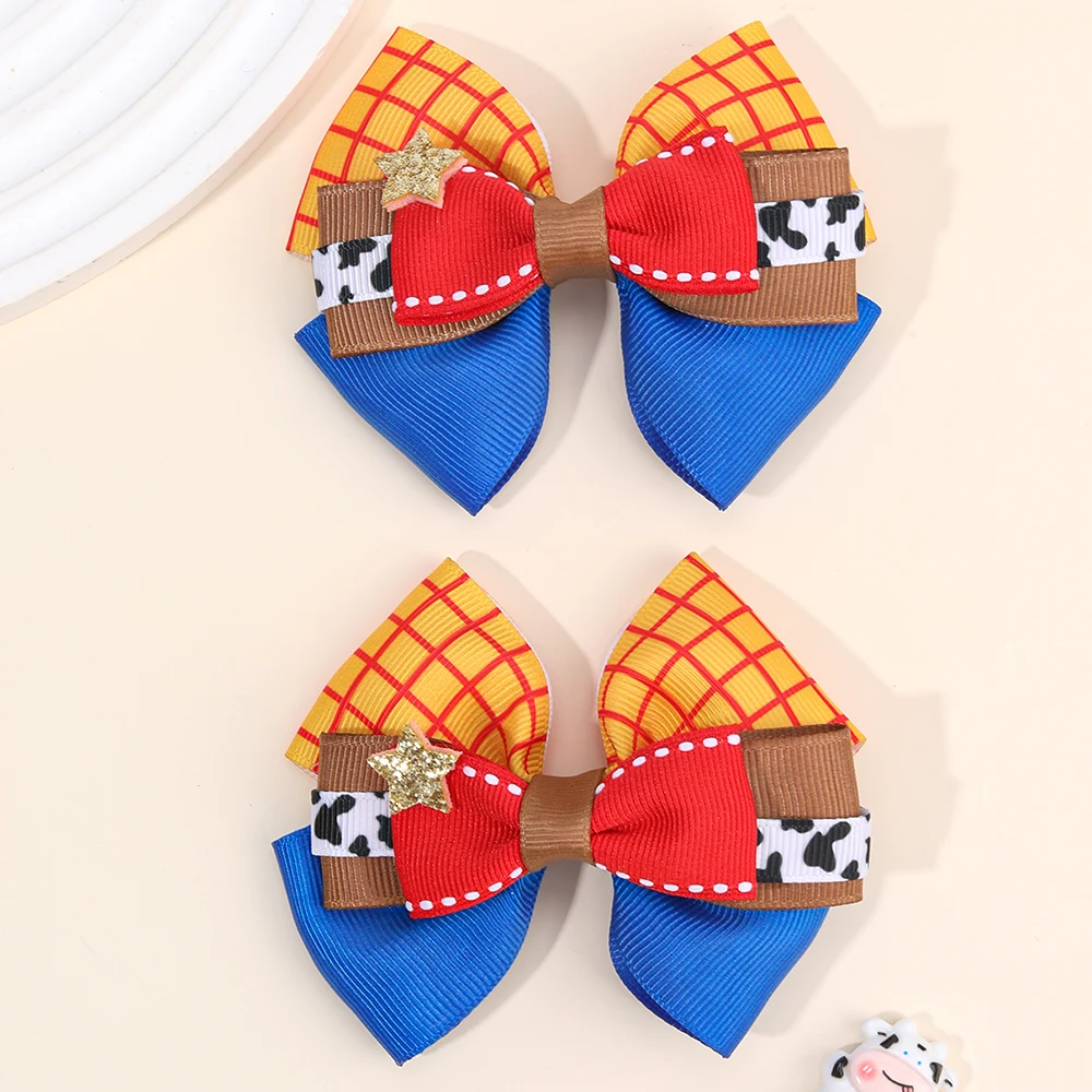 Sparkly Star Bow Hair Clips for Kids