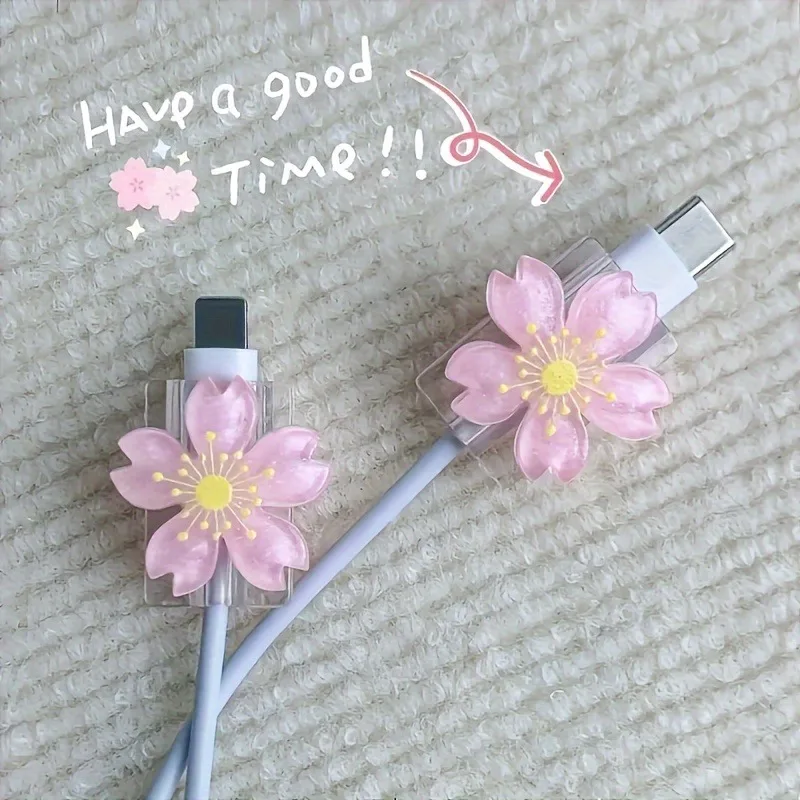 Cute Flower USB Charger Cable Protectors
