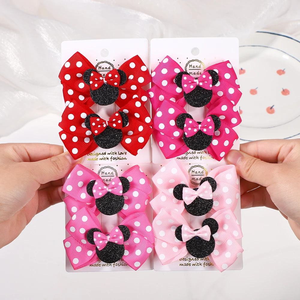 2Pcs Cartoon Polka Dot Hair Clips