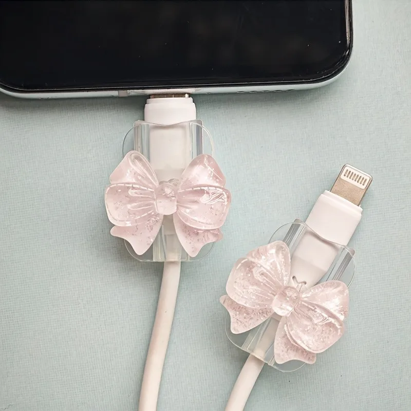 Cute Pink Bow Silicone Cable Protectors