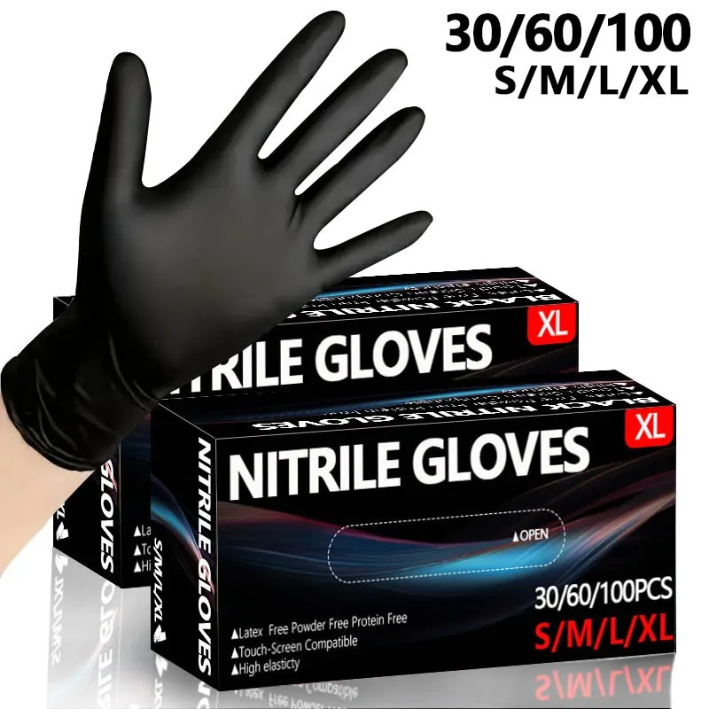قفازات نتريل سوداء disposable متعددة الاستخدامات
