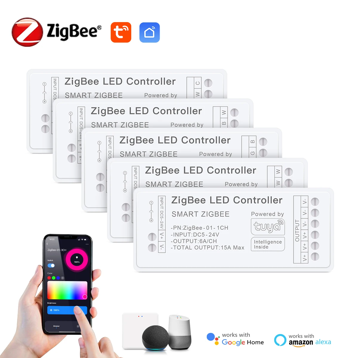 تحكم في إضاءة LED بألوان زيجبي