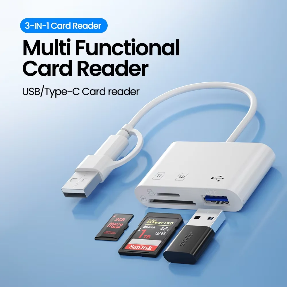 قارئ بطاقات USB/Type C متعدد الوظائف