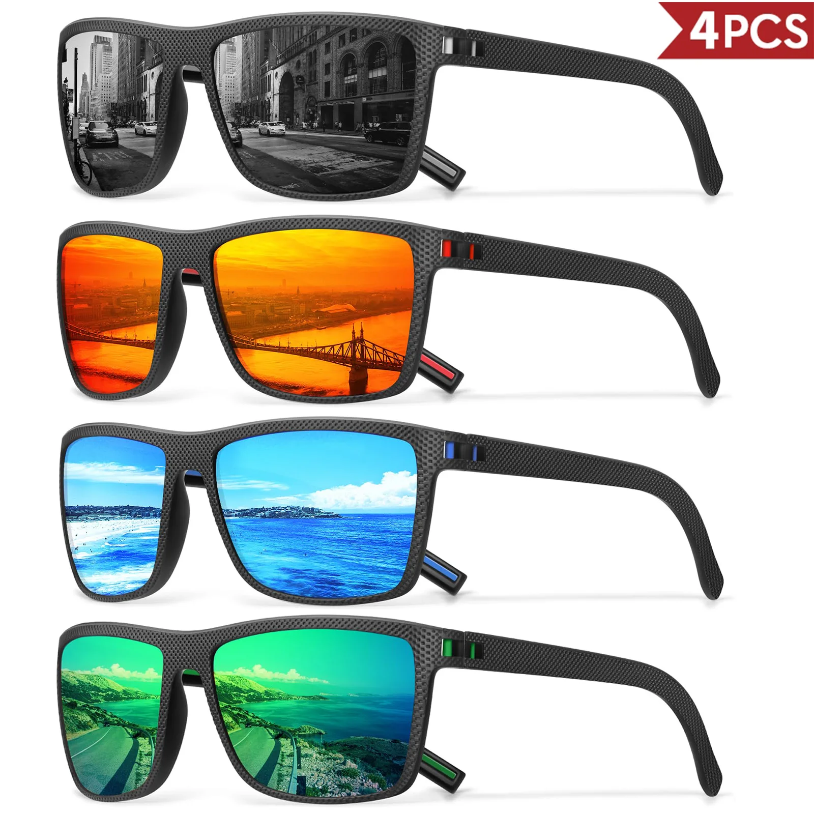 Colorful Polarized Sunglasses Set for Outdoor