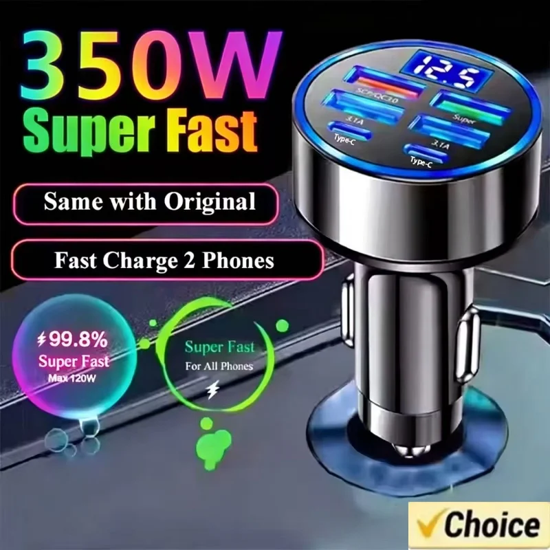 350W Fast USB C Car Phone Charger
