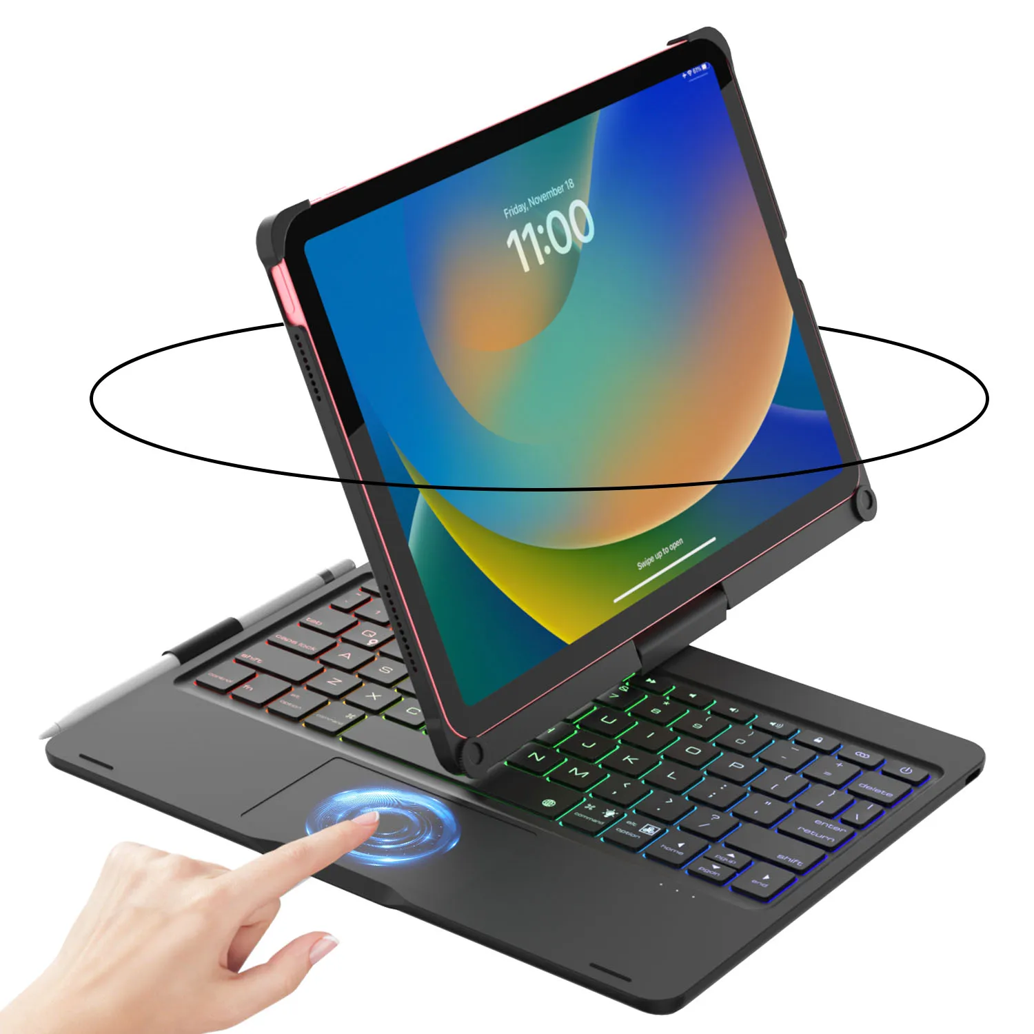 حافظة لوحة مفاتيح دوارة لجهاز iPad