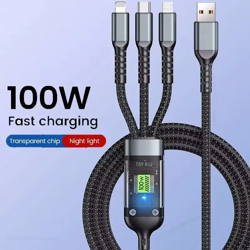 3 In 1 100W Fast Charging Cable