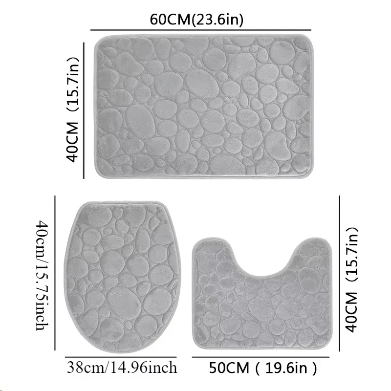 3-Piece Soft Bathroom Floor Mat Set