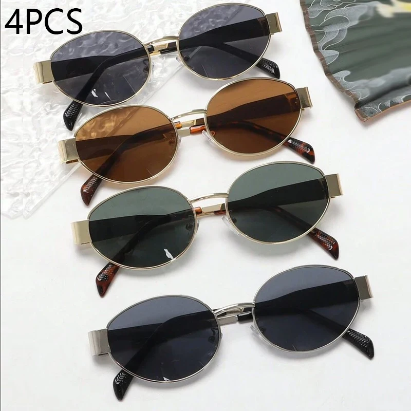 4PCS Oval Metal Fashion Glasses Set